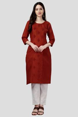 Ethnic red colour cotton kurti 1