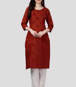 Ethnic red colour cotton kurti