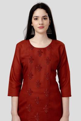 Ethnic red colour cotton kurti 3