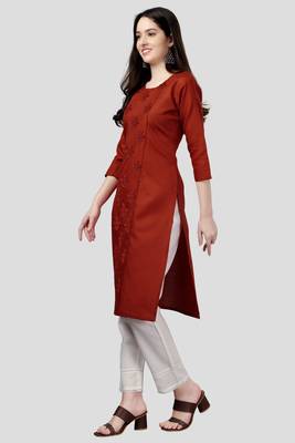 Ethnic red colour cotton kurti 4