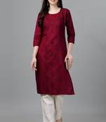 Ethnic maroon colour cotton kurti