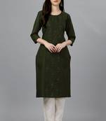 Ethnic mahendi colour cotton kurti