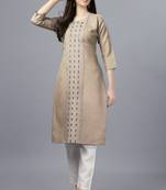 Ethnic beige colour cotton kurti