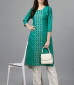 Smart sea green colour sober embroidery festive formal kurti