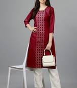 Smart maroon colour sober embroidery festive formal kurti