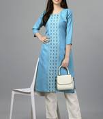 Smart sky blue colour sober embroidery festive formal kurti