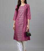 Smart wine colour sober embroidery festive formal kurti
