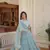 Ethnic girlish looks sky blue colour ethnic sequins work party gown with dupatta