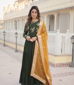 Green colour beautiful partywear designer gown with dupatta