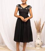 Black colour beautiful girlish style partywear ethnic kurti with back pattern
