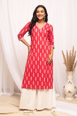Pink colour beautiful girlish style partywear ethnic kurti 1