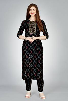 Black colour ethnic smart printed designer embroidery work festive party dress 1