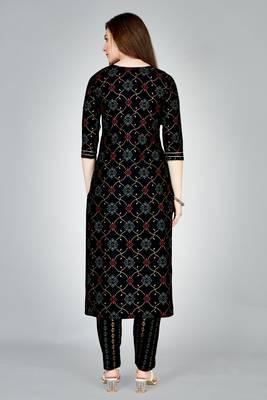 Black colour ethnic smart printed designer embroidery work festive party dress 2
