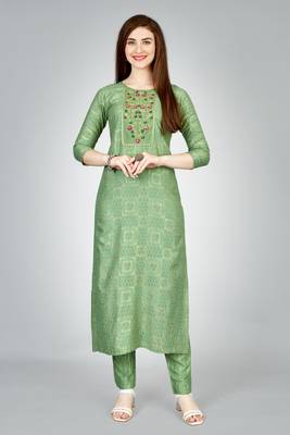 Pista colour ethnic smart printed designer embroidery work festive party dress 1