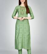 Pista colour ethnic smart printed designer embroidery work festive party dress