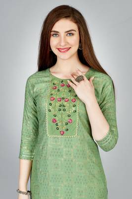 Pista colour ethnic smart printed designer embroidery work festive party dress 3