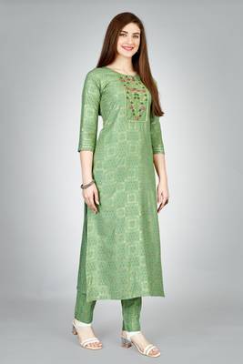 Pista colour ethnic smart printed designer embroidery work festive party dress 4
