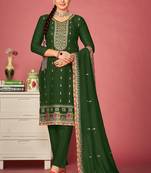 Green colour beautiful zari work salwar suit with swarovski work