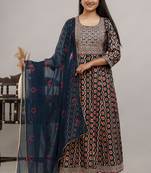 Blue ethnic partywear smart embroidered girlish partywear suit