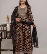 Black ethnic partywear smart embroidered girlish partywear suit