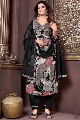 Grey colour trendy partywear rayon fabric ethnic girlish dress 1