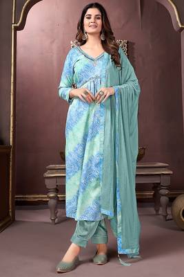 Sky blue colour trendy partywear rayon fabric ethnic girlish dress 1