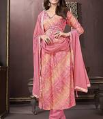 Pink colour trendy partywear rayon fabric ethnic girlish dress