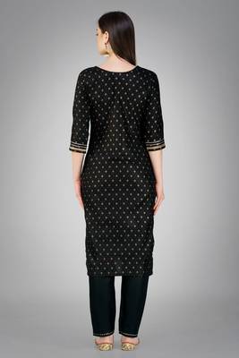 Festive wear black colour readymade girlish cotton slub salwar kameez 2