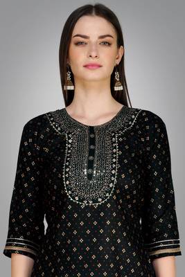 Festive wear black colour readymade girlish cotton slub salwar kameez 3