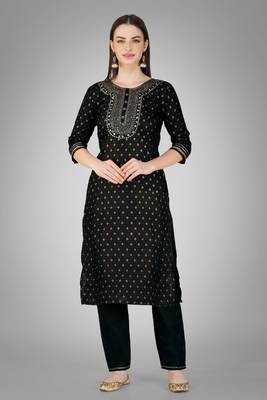 Festive wear black colour readymade girlish cotton slub salwar kameez 4