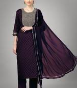 Purple colour ethnic partywear readymade suit for festive season