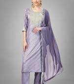 Lavender colour ethnic partywear readymade suit for festive season