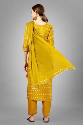 Mustard colour ethnic partywear readymade suit for festive season 2