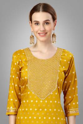 Mustard colour ethnic partywear readymade suit for festive season 3