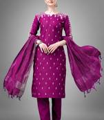 Smart and designer purple colour etnic cotton blend salwar suit