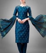 Smart and designer morpich colour etnic cotton blend salwar suit