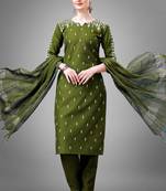 Smart and designer mahendi colour etnic cotton blend salwar suit