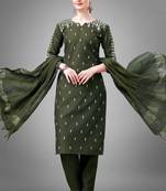 Smart and designer dark green colour etnic cotton blend salwar suit