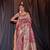 Red tussar silk premium print with woven border traditional saree with blouse