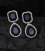 Navy blue color american diamond earrings