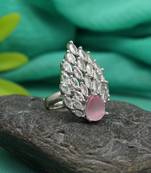 Pink color american diamond finger ring
