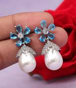 Firozi color american diamond earrings