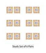 White color american diamond stud earrings combo of 6 pairs