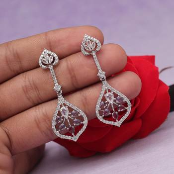 Purple color american diamond earrings 1
