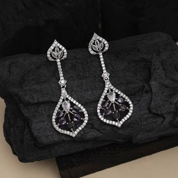 Purple color american diamond earrings 2