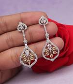 Yellow color american diamond earrings
