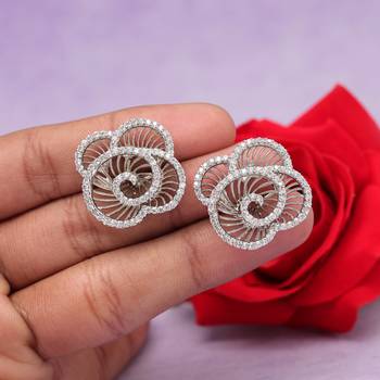 Silver color american diamond earrings 1