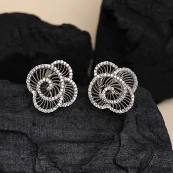 Silver color american diamond earrings 2