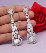 Silver color american diamond earrings