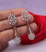 Orange color american diamond earrings